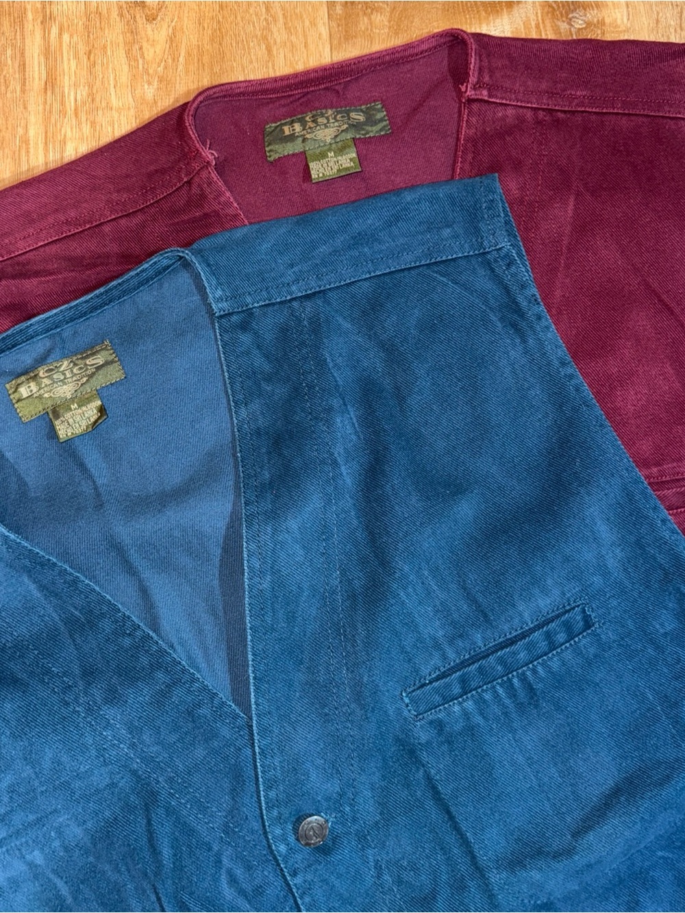 Vintage 90s Denim Vest Oversize Red Blue CZ Basics Hip Hop Rap 2Pac Y2K (Bundle)
